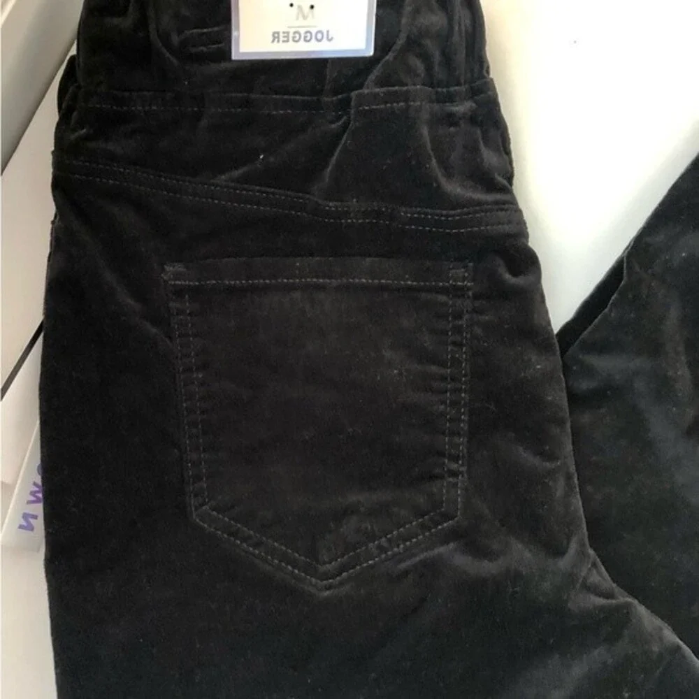 TINSELTOWN, JUNIOR'S VELVET BLACK DRAWSTRING JOGGER PANTS SIZE M HIGH RISE